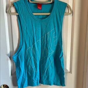 Nike Blue Sleeveless Muscle Tee with Cut Out Design